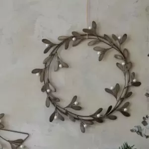Image of Galvanised Mistletoe Wreath D32cm