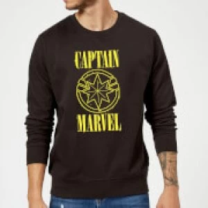 image of Captain Marvel Grunge Logo Sweatshirt - Black