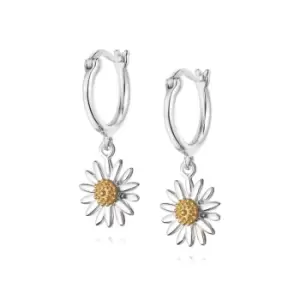 image of Daisy London Jewellery 925 Sterling Silver and 18ct Gold Plate English Daisy Drop Earrings