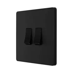 BG Evolve Matt Black Double Light Switch 20A 16Ax 2 Way - PCDMB42B - main image