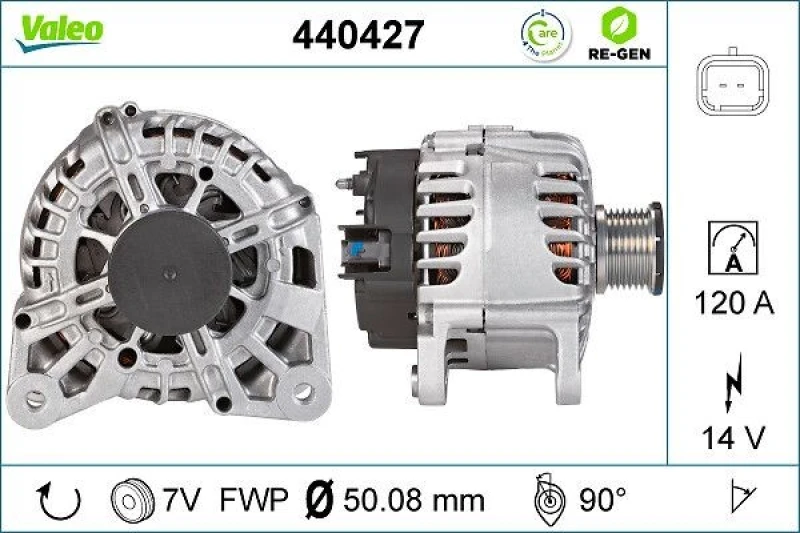 Image of VALEO 440427 Generator Alternator Charging Current: 120A, Voltage: 14V, REMANUFACTURED PREMIUM Alternator (4)