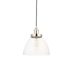 Parma Single Pendant Ceiling Lamp, Bright Nickel Plate, Glass