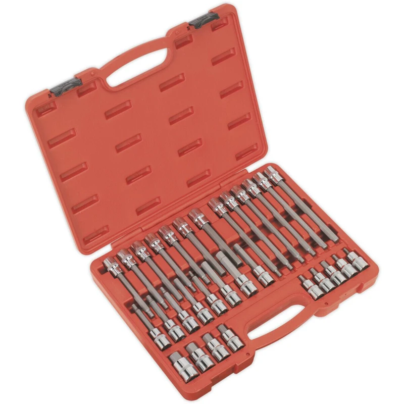 Image of Loops 30pc Short & Long Hex Allen Socket Bit Set & Case - 1/2" Square Drive Mechanics Multi