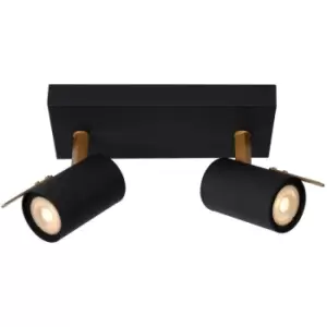 Image of Lucide GRONY - Twin Ceiling Spotlight - LED Dim to warm - GU10 - 2x5W 2200K/3000K - Black