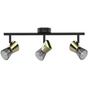 image of Cento Ceiling Spotlight Bar, Matt Black, Gold, 3x G9