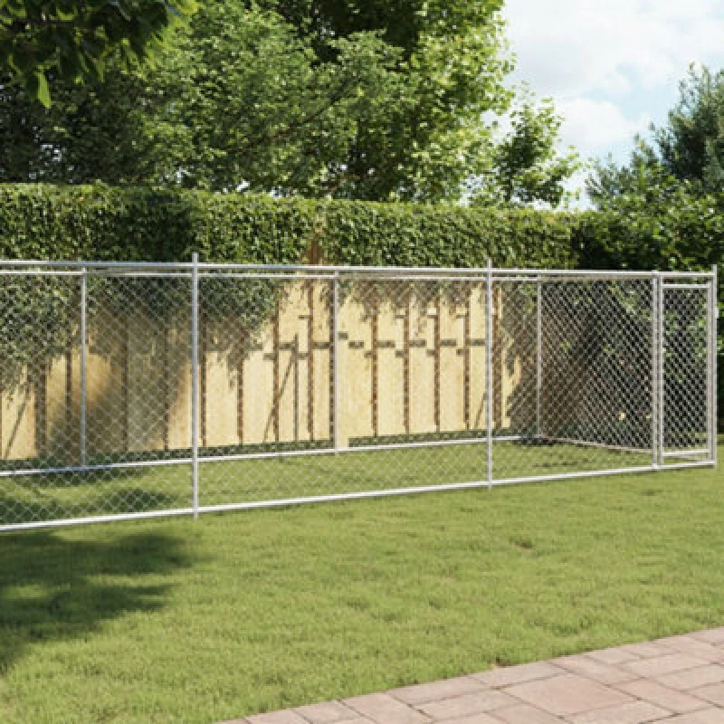 Image of VIDAXL Dog Cage with Door Grey 8x2x1.5 m Galvanised Steel Vidaxl 3209580