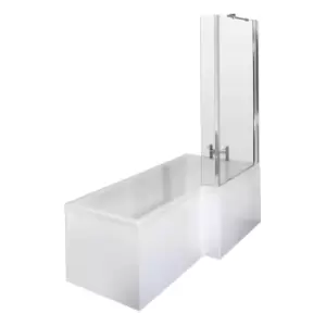 image of Nuie 1700mm Right Hand Square Shower Bath Set - White