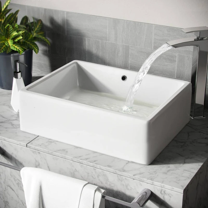 Image of Nes Home 510 x 360mm Cloakroom Rectangle Stand Alone Counter Top Basin Sink in White White Unisex