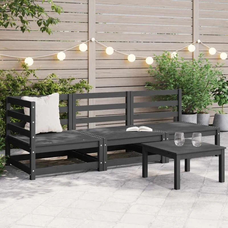 Image of VIDAXL 3 Piece Garden Lounge Set Grey Solid Pinewood Vidaxl 8720286355251