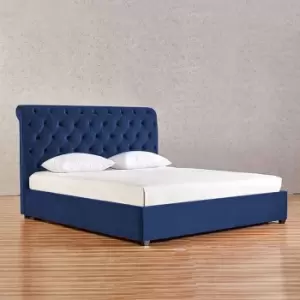 Image of Kelist Bed Double Plush Velvet Blue