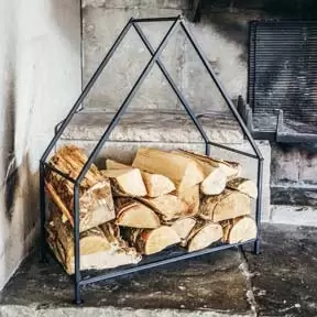 Image of Ivyline Black House Log Holder 65Cm