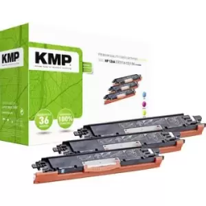 image of KMP H-T149CMY Toner cartridge Set replaced HP 126A, CE311A, CE312A, CE313A Cyan, Magenta, Yellow 1000 Sides Compatible Toner cartridge combo pack