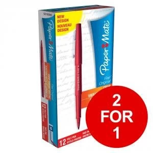 image of Paper Mate Flair Felt Tip Pens 1.0mm Tip 0.8mm Line Red Ref S0190993