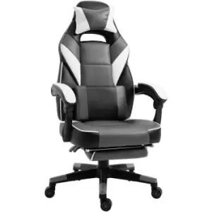 Image of Vinsetto Gaming Chair with Footrest Computer Chair with Lumbar Pillow Grey - Grey