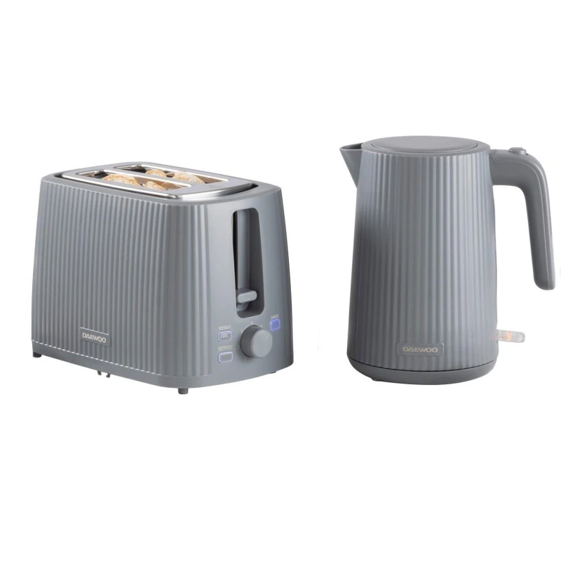 Image of Daewoo Electricals Kettle and 2 Slice Toaster - Grey Grey unisex One Size