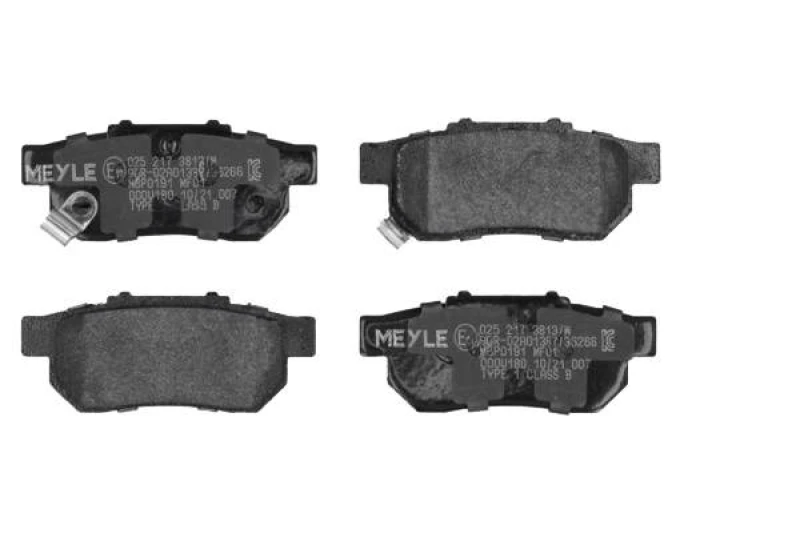 Image of MEYLE 025 217 3813/W Brake pad set Rear Axle, with acoustic wear warning, Original Quality, with anti-squeak plate Brake Pad Set,disc brake (402)