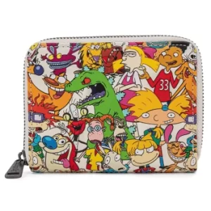 Image of Loungefly Nickelodeon Nick Rewind Gang Aop Zip Around Wallet
