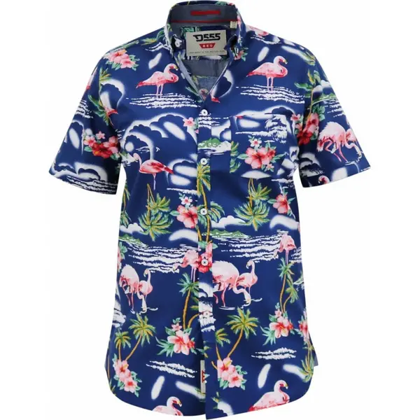 image of D555 by Duke D555 Mens Big Size Durham Flamingo Print Cotton Casual Sh