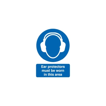 Image of Ear Protectors Must Be Worn Rigid PVC Sign - 200 X 300MM