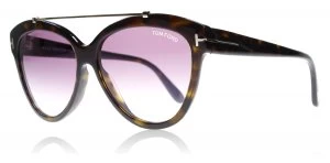 Image of Tom Ford Livia Sunglasses Shiny Dark Havana 52Z 58mm