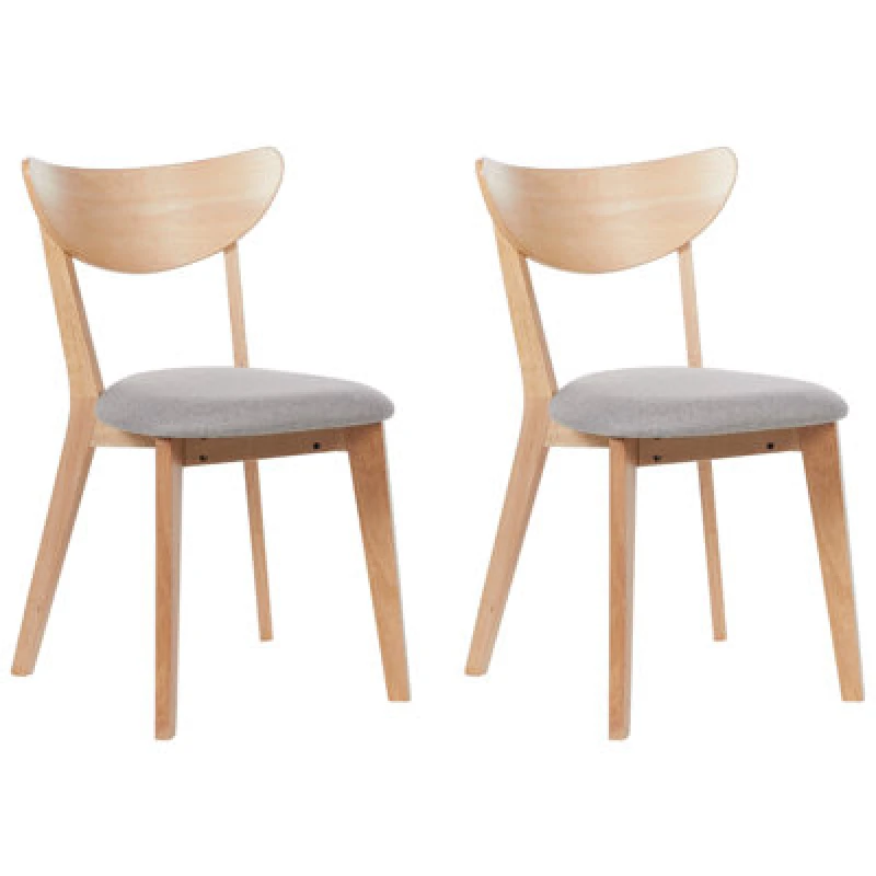 Image of Beliani Set Of 2 Dining Chairs Erie Wood Light Brown/ Grey