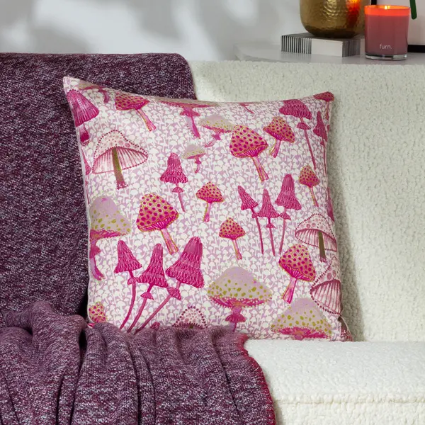 Image of Mushroom Fields Cushion Lilac, Lilac / 45 x 45cm / Polyester Filled