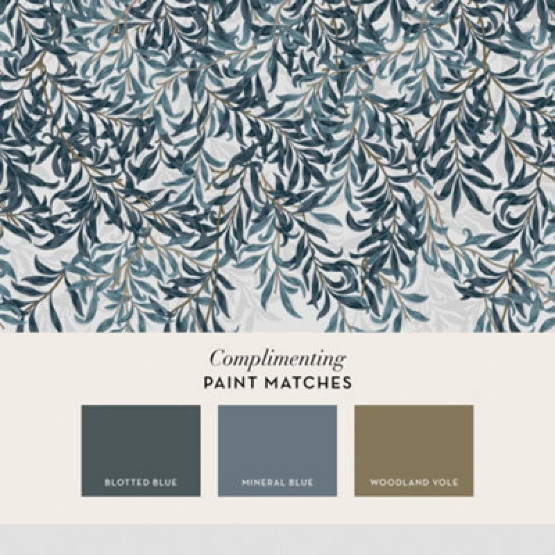 Image of William Morris at Home Willow Bough Blue Fixed Size Mural Blue One Size