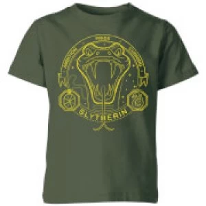Image of Harry Potter Slytherin Snake Badge Kids T-Shirt - Forest Green - 11-12 Years