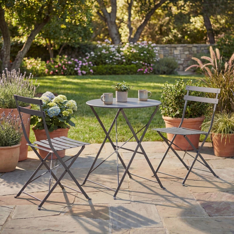 Image of Lassic Garden Vida Porto 2 Seater Metal Bistro Set Dark Grey unisex 2 Seater