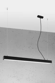 Image of Pinne Integrated LED 95cm Linear Straight Bar Pendant Light Black 3000K