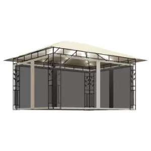 Image of Vidaxl Gazebo With Mosquito Net&led String Lights 4X3X2.73 M Cream