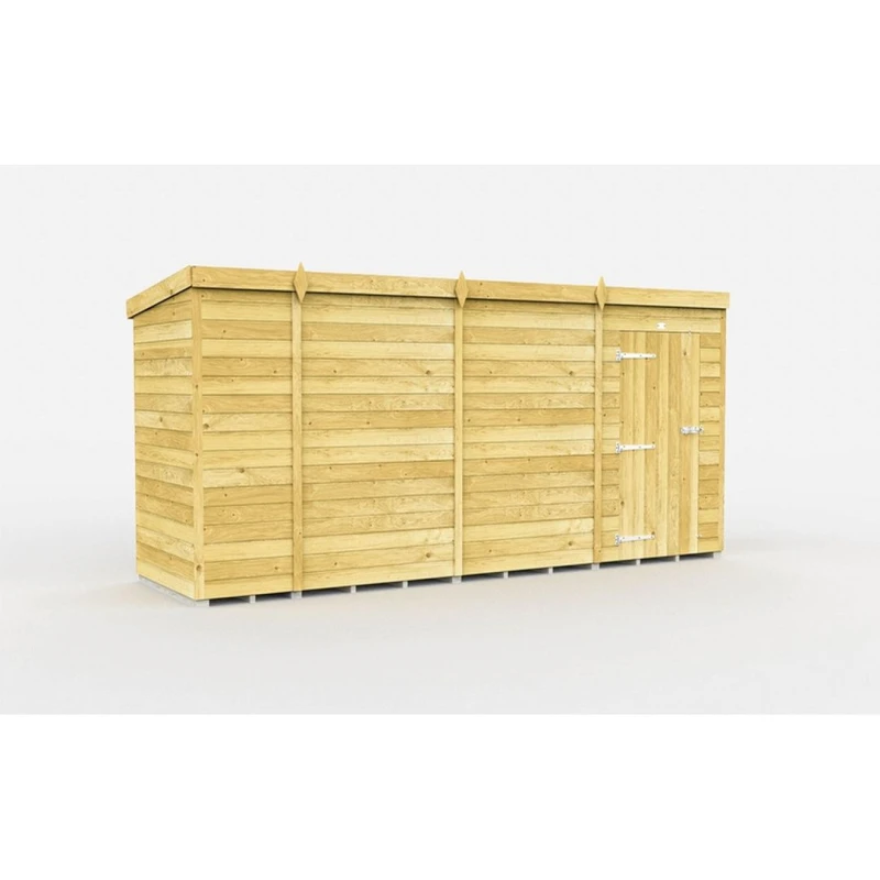 Image of Buttercup Farm 14 x 4 Feet Pent Shed - Single Door W/O Window - L118 x W417 x H201cm in Brown Brown Unisex