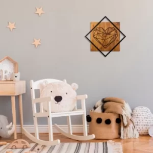Image of Heart 2 Walnut Black Decorative Wooden Wall Accessory