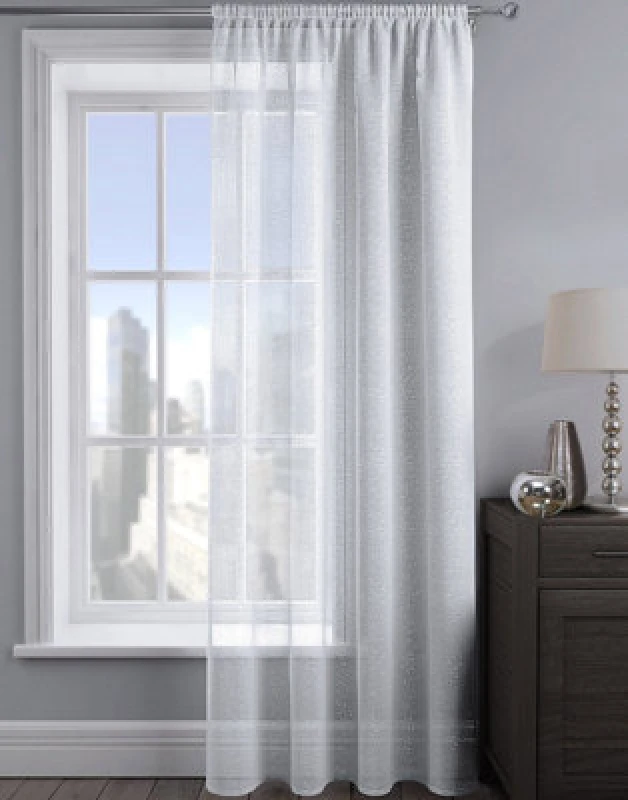 Image of Velosso Alessandria Sheer Voile Panel Slot Top in White Size: 137cm width x 137cm drop White Unisex 137cm width x 137cm drop