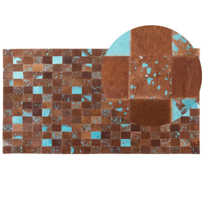 Image of Beliani Rug Aliaga Brown 80 X 150 Cm Leather