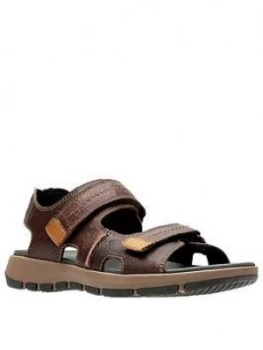 Image of Clarks Brixby Shore Sandals - Dark Brown, Size 9, Men