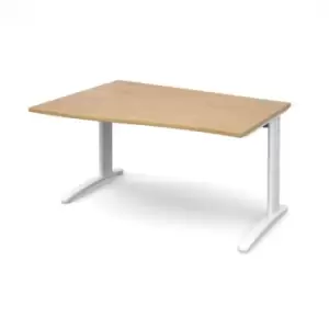 image of Office Desk Left Hand Wave Desk 1400mm Oak Top With White Frame TR10