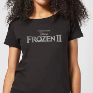 Frozen 2 Title Silver Womens T-Shirt - Black - XL