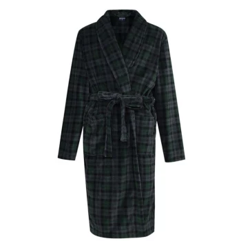 image of Howick Fleece Robe - Green Check