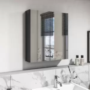 image of Dark Grey Mirrored Wall Bathroom Cabinet 600 x 650mm - Pendle