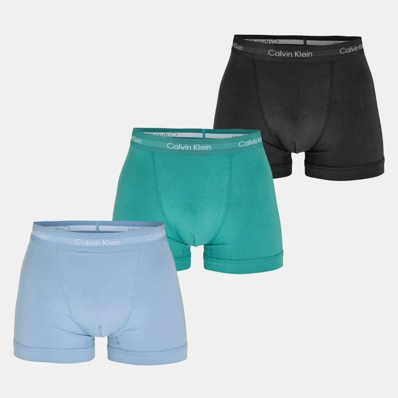 Image of Calvin Klein 3 Pack Cotton Stretch Boxer Shorts Blck/Blu/Blu male Small
