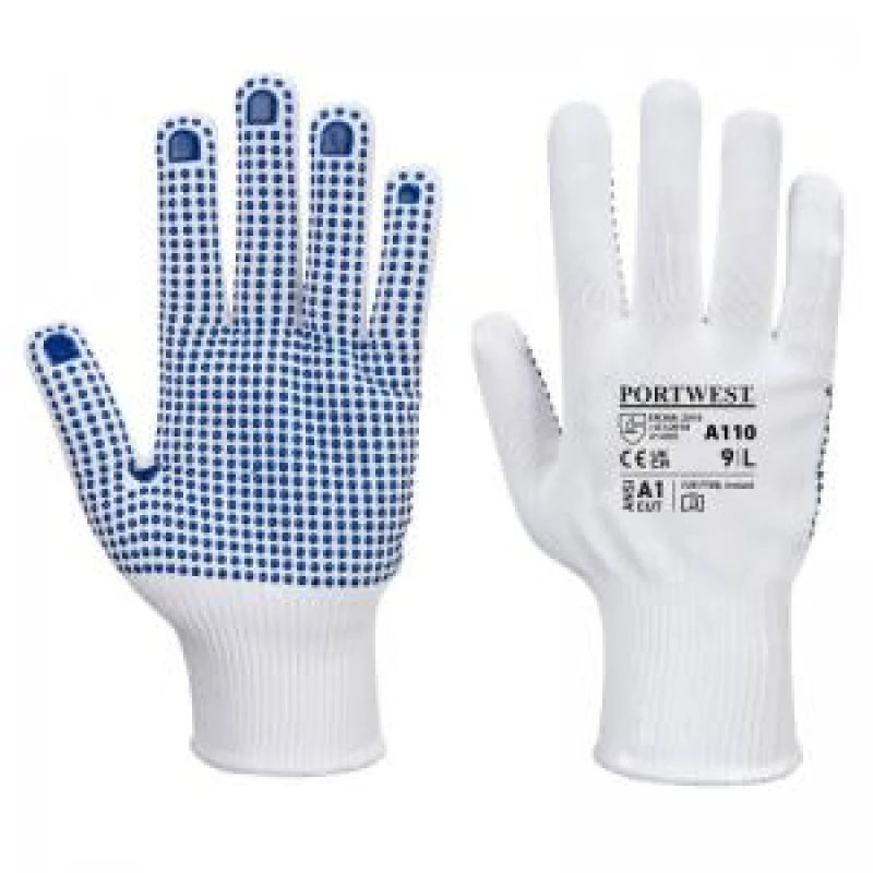 Image of Portwest Polka Dot Grip Gloves A110WBRL Colour: White / Blue