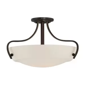 Image of 3 Bulb Semi Flush Light Palladian Bronze LED E27 100W Bulb