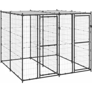 Image of Vidaxl - Outdoor Dog Kennel Steel with Roof 4.84 m² Black