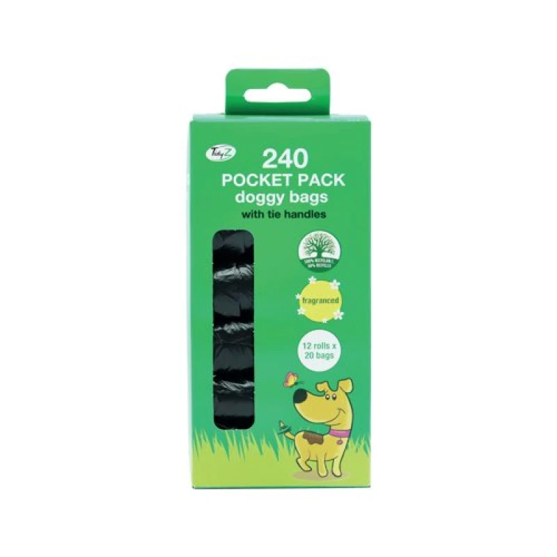 Image of Tidyz Tidyz Pocket Pack Fragranced Doggy Bag with Tie Handles (Pack of 12) 548612 548612