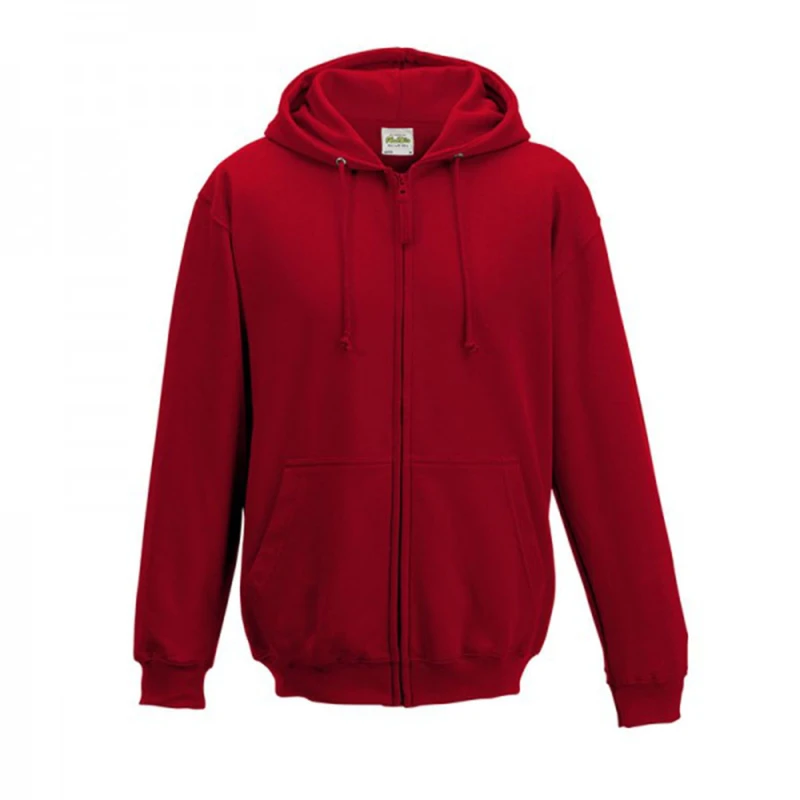 Image of AWDis AWDis Men Plain Hooded Full Zip Hoodie Zoodie in Red Size: large Red L Male 5055747778861