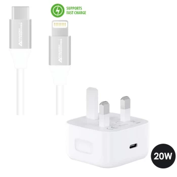 image of Advanced Accessories 20W Fast Charge Mains Bundle - USB-C