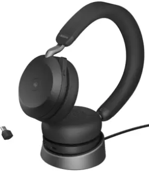 Image of Jabra Evolve2 75 USB-C MS Teams Bluetooth Wireless Stereo Headset With Charging Stand, Black