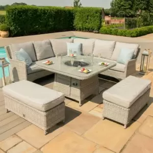 image of Maze Rattan Oxford Royal Corner Sofa with Firepit Table - Grey