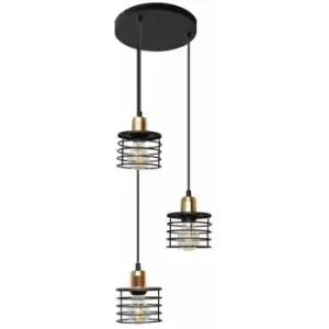 image of Helam Edison Cluster Pendant Ceiling Light Black, Copper 38cm